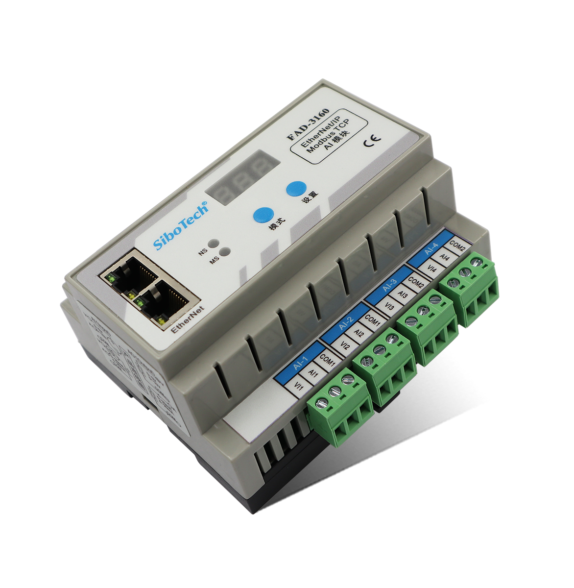 Modbus TCP从站或EtherNet/IP从站转6通道输入模拟量（AI) FAD-3160